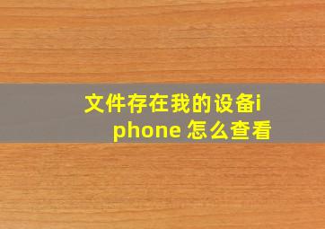 文件存在我的设备iphone 怎么查看